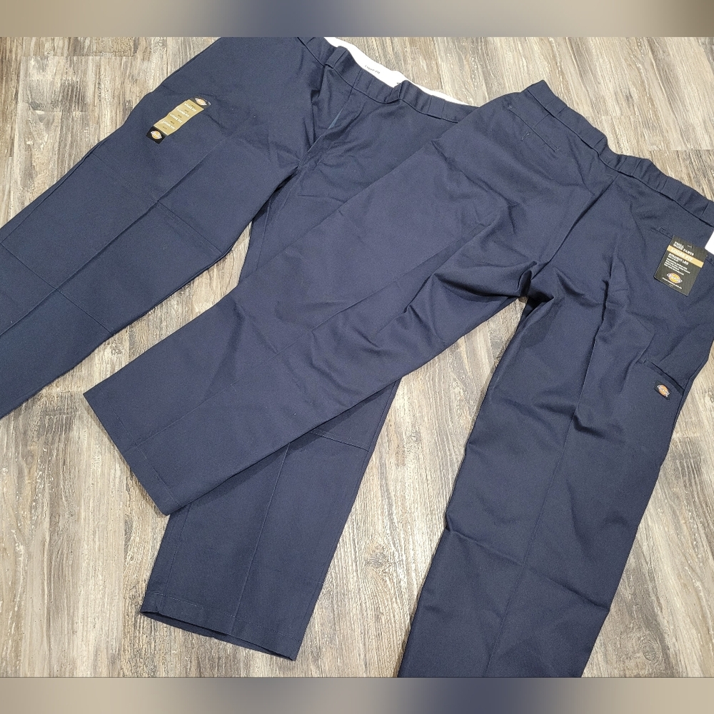 New 2 Mens Dickies FLEX Loose Fit Work Pants  48X32 Navy Blue